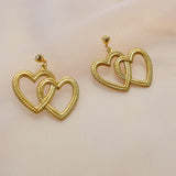 frasier sterling double heart gold earrings