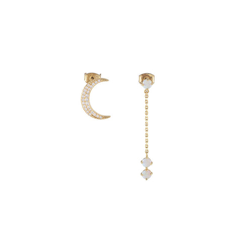 crescent gold and opal drop earrings